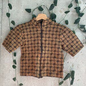 iets frans Geo Print Zip-Front Top